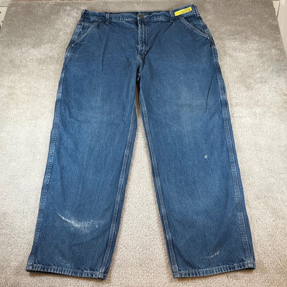 Carhartt B13 DST Carpenter Jeans Mens 42x32 Blue Loose Fit Dungaree‎ Work Pants